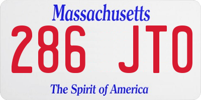 MA license plate 286JT0