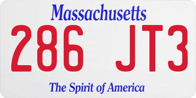 MA license plate 286JT3
