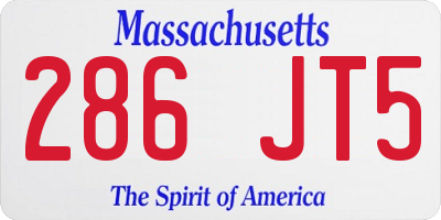 MA license plate 286JT5