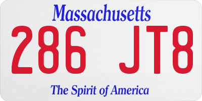 MA license plate 286JT8