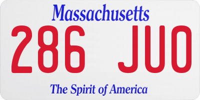 MA license plate 286JU0