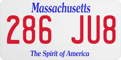MA license plate 286JU8