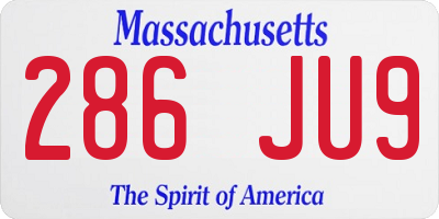 MA license plate 286JU9