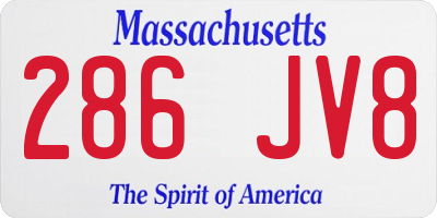 MA license plate 286JV8