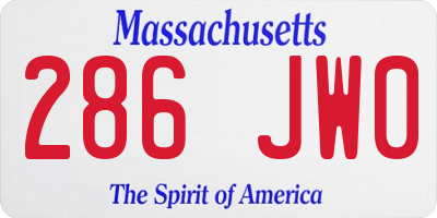 MA license plate 286JW0