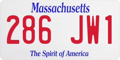 MA license plate 286JW1