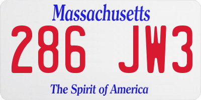 MA license plate 286JW3