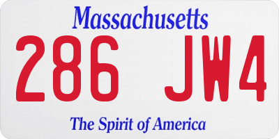 MA license plate 286JW4