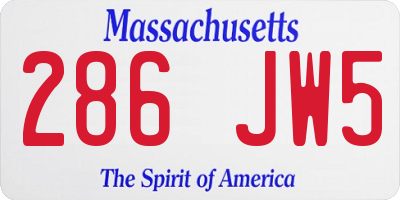 MA license plate 286JW5