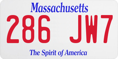 MA license plate 286JW7