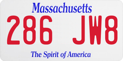 MA license plate 286JW8