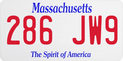 MA license plate 286JW9