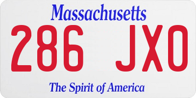 MA license plate 286JX0