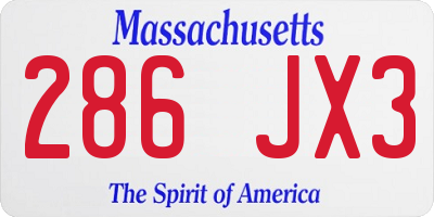 MA license plate 286JX3