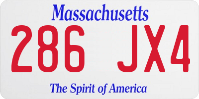 MA license plate 286JX4