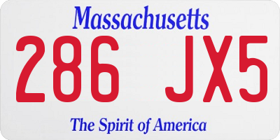 MA license plate 286JX5