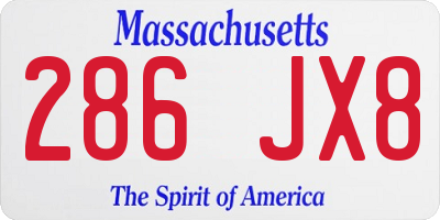 MA license plate 286JX8
