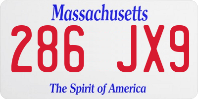MA license plate 286JX9