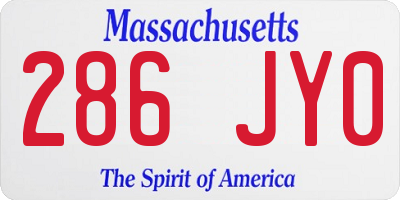 MA license plate 286JY0