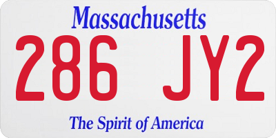 MA license plate 286JY2