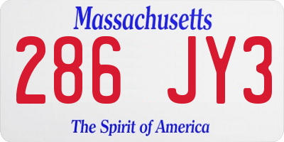 MA license plate 286JY3