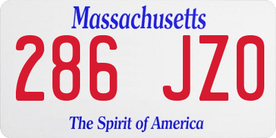 MA license plate 286JZ0