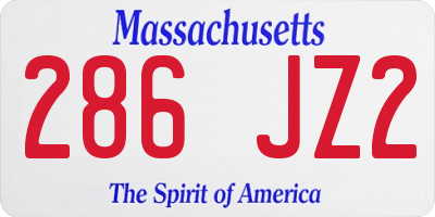 MA license plate 286JZ2