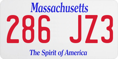 MA license plate 286JZ3