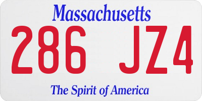 MA license plate 286JZ4