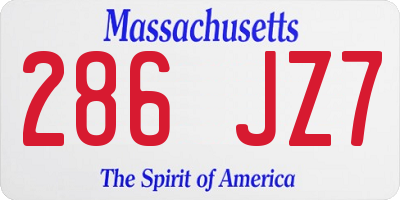 MA license plate 286JZ7