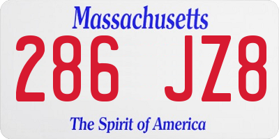 MA license plate 286JZ8