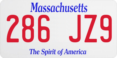 MA license plate 286JZ9