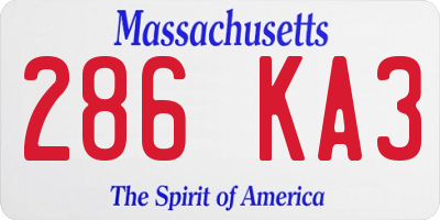 MA license plate 286KA3