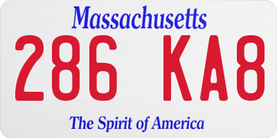 MA license plate 286KA8