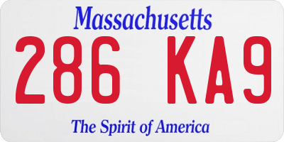 MA license plate 286KA9