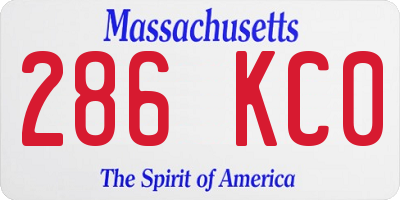 MA license plate 286KC0