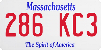 MA license plate 286KC3