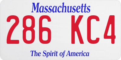 MA license plate 286KC4