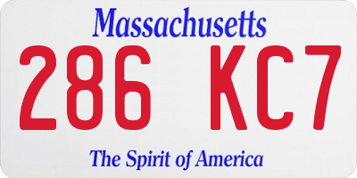 MA license plate 286KC7