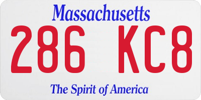 MA license plate 286KC8