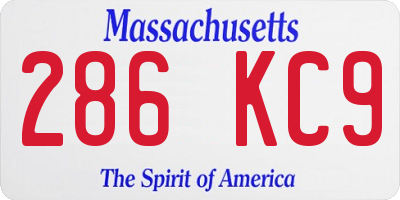 MA license plate 286KC9