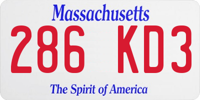MA license plate 286KD3