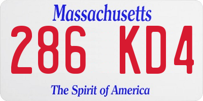 MA license plate 286KD4