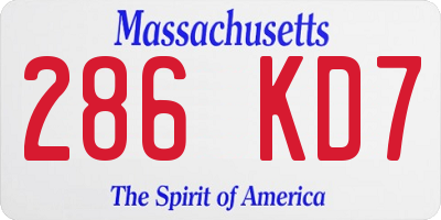 MA license plate 286KD7
