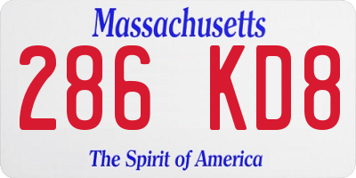 MA license plate 286KD8