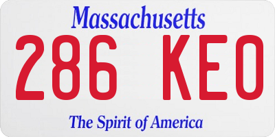 MA license plate 286KE0