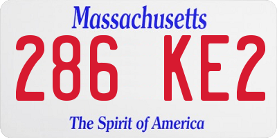 MA license plate 286KE2