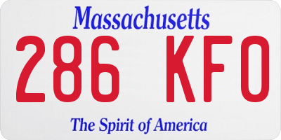 MA license plate 286KF0