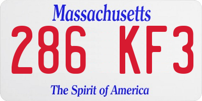 MA license plate 286KF3