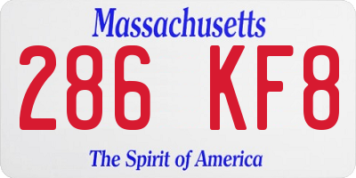 MA license plate 286KF8